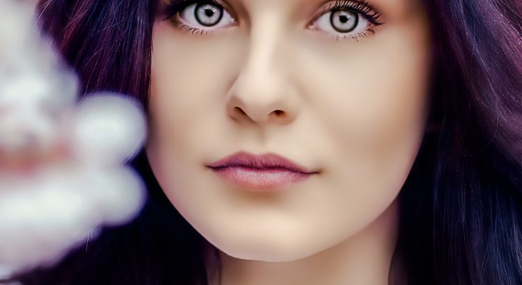 Woman glowing from LED phototherapy